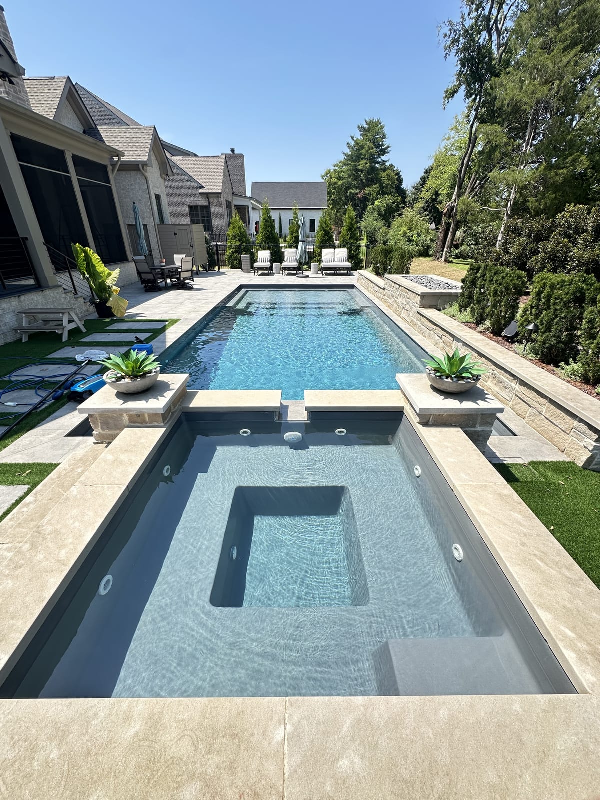 Clear pool and spa after service